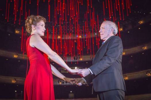 Patricia Risley, as Evvy, left, and Robert Orth as Simon Powers, pose a scene from Dallas Opera's sci-fi "Death and the Powers" in Dallas, Wednesday, Feb. 5, 2014. Photo credit: Ron Heflin/Special Contributor