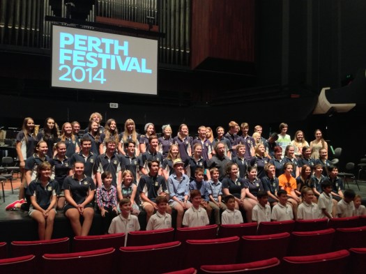 Hyperscore composers with Tod Machover on the stage of the Perth Concert Hall
